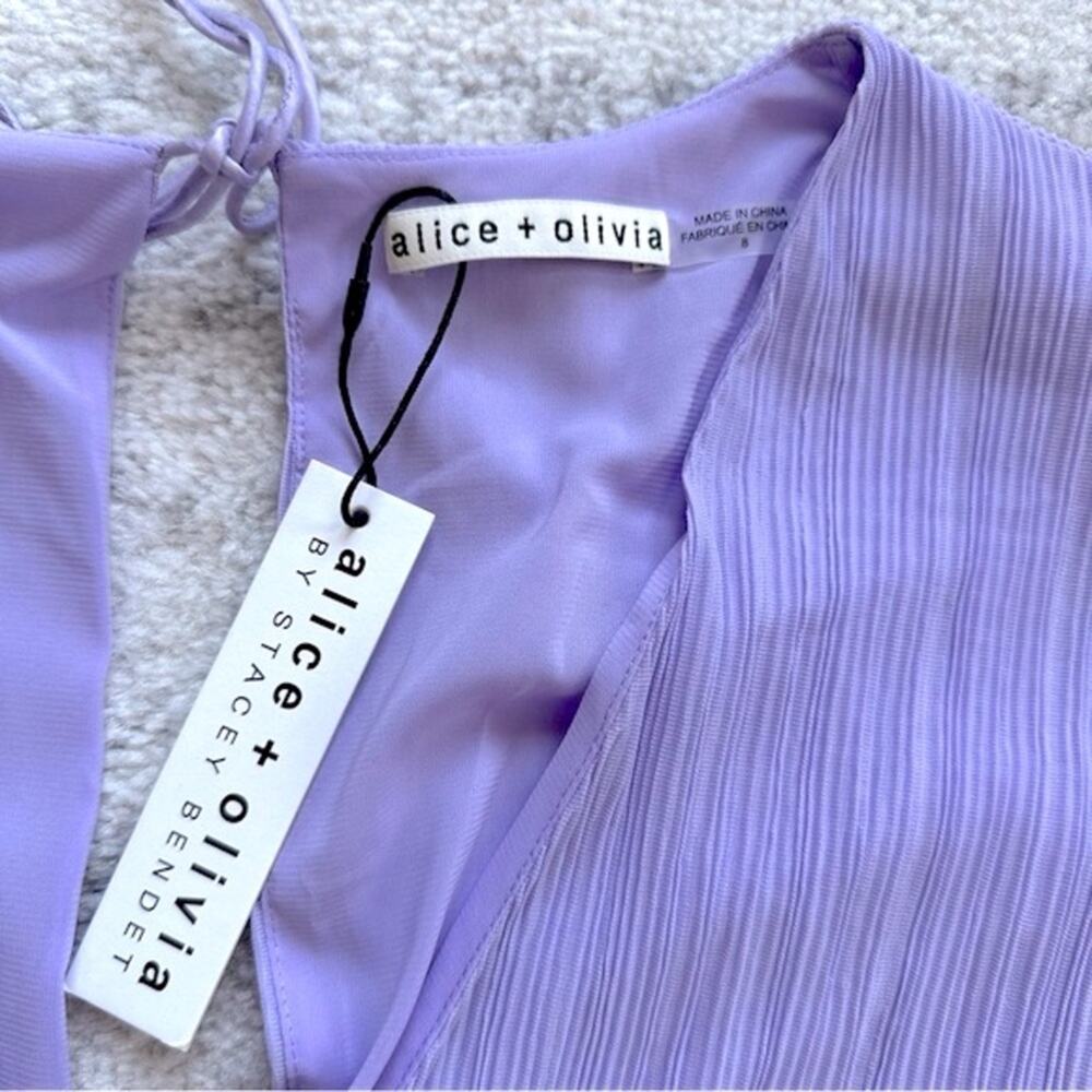 NWT Alice + Olivia Mitsue Gaucho Jumpsuit in Lavender Size 8 - Picture 9 of 16